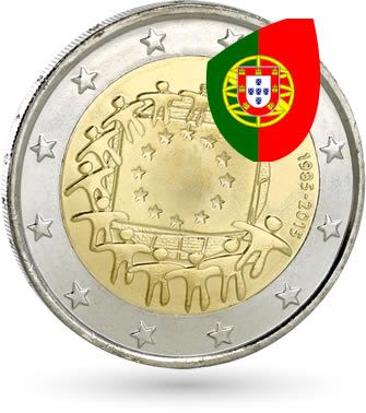 Portugal 2 Euros Commémo. Commune PORTUGAL 2015 - 30 ans du drapeau européen