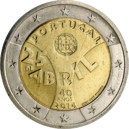 Portugal 2 Euros Commémo. Portugal 2014 - 25 de Abril  la révolution des oeillets