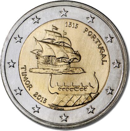 Portugal 2 Euros Commémo. PORTUGAL 2015 - Découverte du Timor