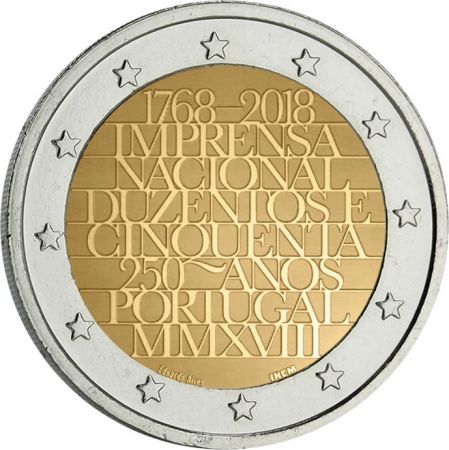 Portugal 2 Euros Commémo. PORTUGAL 2018 - 250 ans de l\'INCM