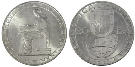 Portugal 20 Escudos - 1953 -25 ans Reforme Financiere - Armoiries