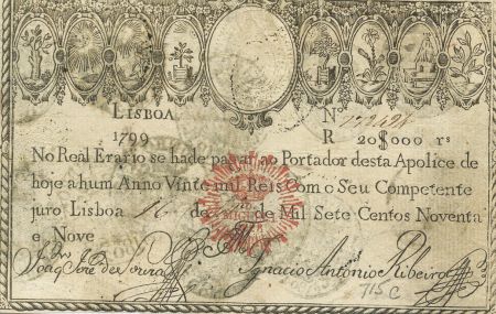 Portugal 20000 Reis 1799 - Miguel I - Guerre des 2 Frères - 1828 - PTB