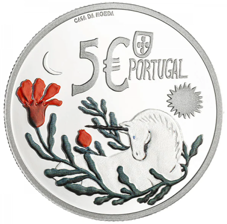 Portugal 5 EUROS argent BE Couleur 2023 - Licorne