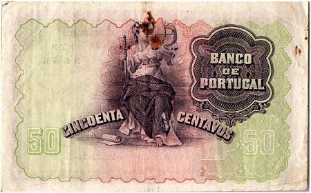 Portugal 50 centavos, Femme et bateau  - 1918 - P.112  -TB+
