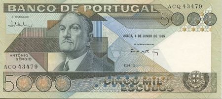 Portugal 5000 Escudos Antonio Sergio de Sousa