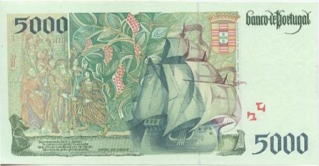 Portugal 5000 Escudos Vasco de Gama - Bateau