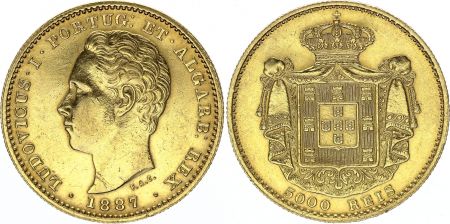 Portugal 5000 Reis - Louis I - 1887 Or