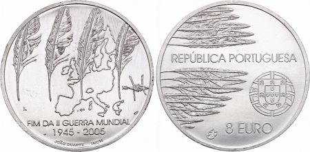 Portugal 8 Euros - 60ème anniversaire de la fin de la Seconde Guerre mondiale - 2005 - Argent