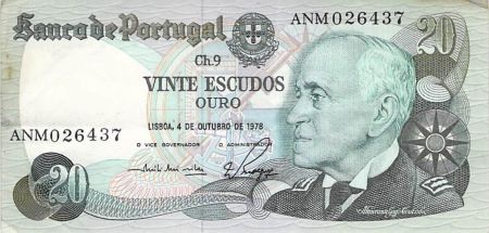Portugal PORTUGAL  GAGO COUTINHO - 20 ESCUDOS 04/10/1978