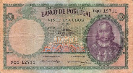 Portugal PORTUGAL  LUIZ DE MENEZEZ - 20 ESCUDOS 1951