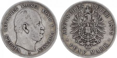 Prusse 5 Mark Wilhelm I - Armoiries - 1875