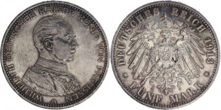 Prusse 5 Mark Wilhelm II - Aigle Impériale 1913 A Berlin