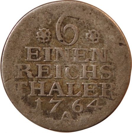 Prusse PRUSSE  FRIEDRICH II - 1/6 THALER ARGENT 1764 A BERLIN