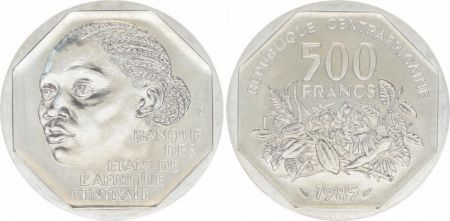Rép. Centrafricaine 500 Francs Femme - Culture - 1985 - Essai