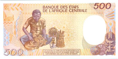 Rép. Centrafricaine 500 Francs Statue et poterie - 1987 - Neuf