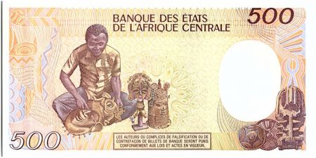 Rép. Centrafricaine 500 Francs Statue et poterie - 1989