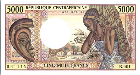 Rép. Centrafricaine 5000 Francs  Femme et fagot - 1984