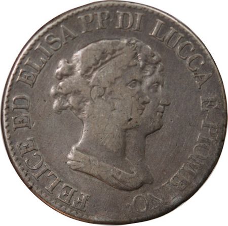 République de Lucques ITALIE, REPUBLIQUE DE LUCQUES, FELIX ET ELISA - 5 FRANCHI ARGENT 1807