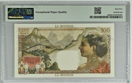 Réunion 100 Francs - La Bourdonnais - 1960 - Spécimen - Kol.440.1 - PMG 65 EPQ