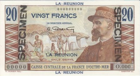 Réunion 20 Francs Emile Gentil - 1946 Spécimen