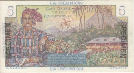Réunion 5 Francs Bougainville - 1946 Spécimen