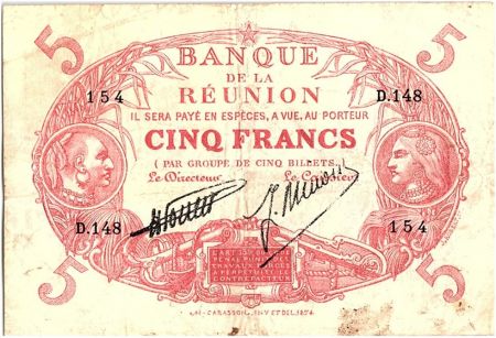 Réunion 5 Francs Cabasson, type 1901 Rouge