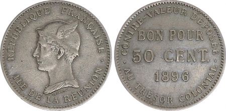 Réunion 50 centimes Mercure  - 1896