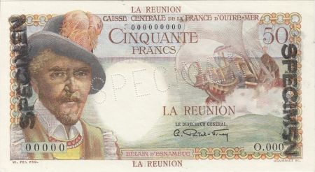 Réunion 50 Francs Belain d\'Esnambuc -1946 Spécimen O.000