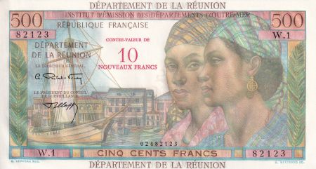 Réunion 500 Francs - Pointe-à-Pitre - Surchargé 10 NF - 1971 - Série W.1 - NEUF - Kol.445b