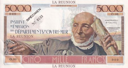 Réunion 5000 Francs - Schoelcher - 1960 - Spécimen - SUP+ - Kol.441.1