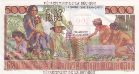 Réunion 5000 Francs - Schoelcher - Surchargé 100 NF - 1967 - Série K.141 - Kol.447.b