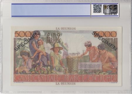 Réunion 5000 Francs Schoelcher - 1946 Spécimen PCGS UNC64 OPQ