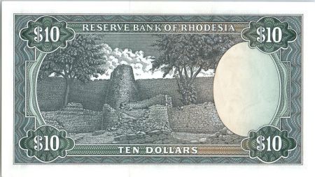 Rhodésie 10 Dollars -  Armoiries - Ruines - 1975 - P.33i