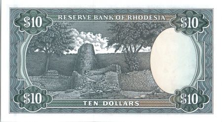 Rhodésie 10 Dollars  Armoiries - Ruines - 15/09/1975