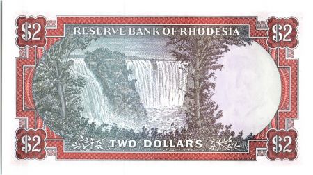 Rhodésie 2 Dollars  Armoiries - Victoria Fall - 1976