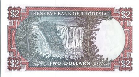 Rhodésie 2 Dollars  Armoiries - Victoria Fall - 1977