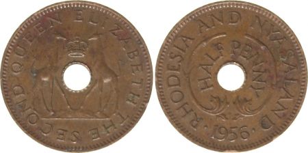 Rhodésie et Nias. ½ Penny 1956 - Armoiries, girafes