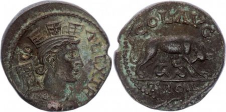 Rome - Provinces 1 As, Alexandrie (Troade) - Tychè, Louve Romulus et Rémus (250-268)