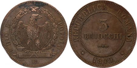 Rome 3 Baiocchi - République Romaine -1849 R