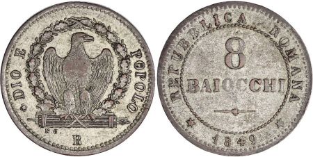 Rome 8 Baiocchi - République Romaine -1849 R