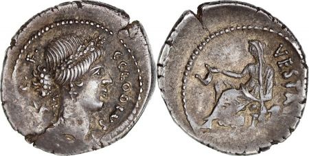 Rome Rép Denier,  C. Clodius - Vestalis - 41 BC Rome
