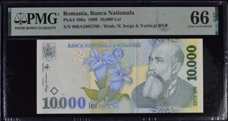 Roumanie 10 000 Lei - Nicolae Iorga - 1999 - PMG 66 - P.108a