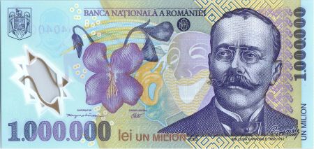 Roumanie 1000000 Lei Luca Caragiale - Fleurs, Statue - 2003 Polymer