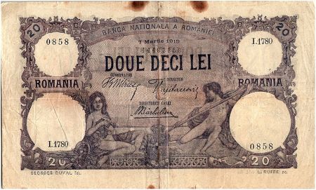 Roumanie 20 Lei Femme et cherubin - 07-03-1919 - P.20 - TTB
