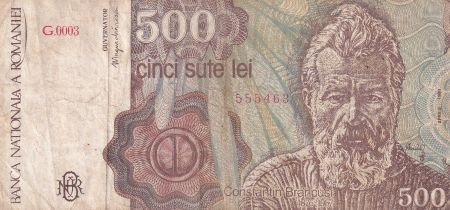 Roumanie 500 Lei - Constantin Brancusi  - 1991 - P.98b