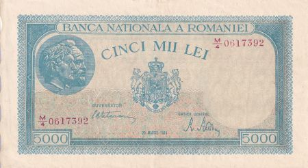 Roumanie 5000 Lei - Trajan & Decebal - 20-03-1945 - Série M.4 - P.56