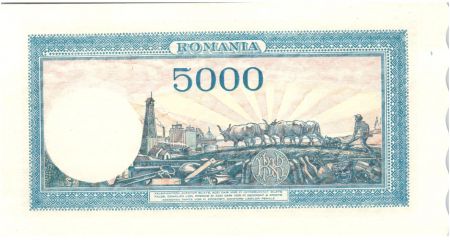 Roumanie 5000 Lei 1945 - Portrait d´hommes, vaches