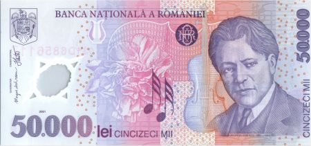 Roumanie 50000 Lei George Enescu - Opéra - 2001  Polymer
