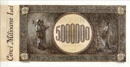 Roumanie 5000000 Lei 1947 - Louve, Rémus, Romulus