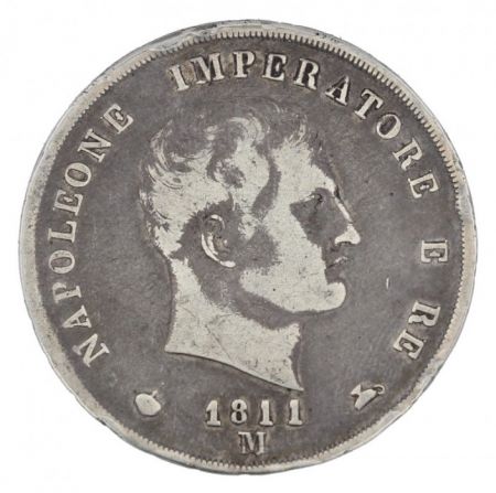 Royaume de Napoléon 5 lire Armoiries - Napoléon I - 1811 M Milan